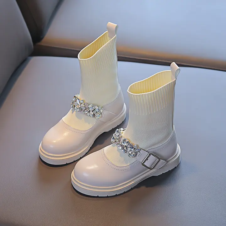 Botas cortas de niña estilo británico en piel de moda para niños grandes - 1