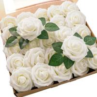25 piezas de flores artificiales, flores falsas, rosas con tallo para bricolaje, ramos de boda, centros de mesa, arreglos, fiestas, decoraciones para el hogar - details 0