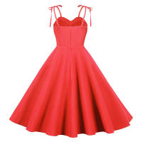 Strapless women summer solid slim a-line midi party dress - details 27