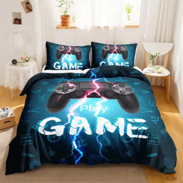 Juego de Ropa de Cama de Poliéster para Adolescentes Conjunto de Funda de Edredón de Controlador de Juegos Tamaño Rey Cubierta de Edredón de Juegos de Video - 1