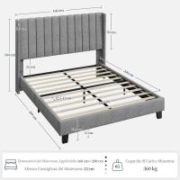 Cama Doble Tapizada 140 x 200cm Estructura de Madera y Metal Moderno Ideal para Adultos 2 Personas - details 26