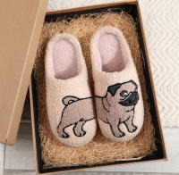 Pantuflas De Algodón Grueso Con Bordado De Calavera Negra Para Halloween Para Hombres Y Mujeres Antideslizantes Y Cálidas Para Uso Doméstico - details 2