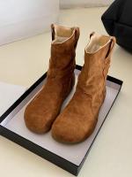 2025 otoño e invierno nuevas botas cortas de punta redonda aumento de altura interior retro pila de viento perezoso botas de caballero occidental zapatos de mujer. - details 9