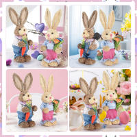 Adornos de Conejo de Paja 2Pcs Estatua de Conejo de Espuma Decoración para Fiesta de Pascua Regalo de Manualidades Foto 25/35cm - details 7