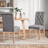 Sillas de Comedor de Madera Diseño Confortable con Resalto Alto Versión en Gris Oscuro y Marrón - details 1