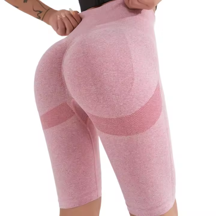Pantalones cortos deportivos para mujer, pantalones cortos de Yoga sin costuras para Fitness, ropa deportiva de cintura alta para gimnasio, entrenamiento femenino, pantalones para correr, - 1