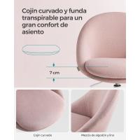 Silla de Oficina en Casa, Silla Giratoria de Algodón y Lino, Silla de Escritorio, Acolchada con Espuma, Altura Ajustable, para Estudio, Dormitorio, Azul Pálido OBG020Q01 - details 21