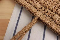 Bolso de mano de ocio étnico francés, hombro tejido Vertical, Cuadrado de hierba de verano - details 21