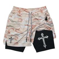 Treno 2 en 1 running Homens estampado cruzado, pantalón corto deportivo Crist ã Com Academy forro de compresión - details 2