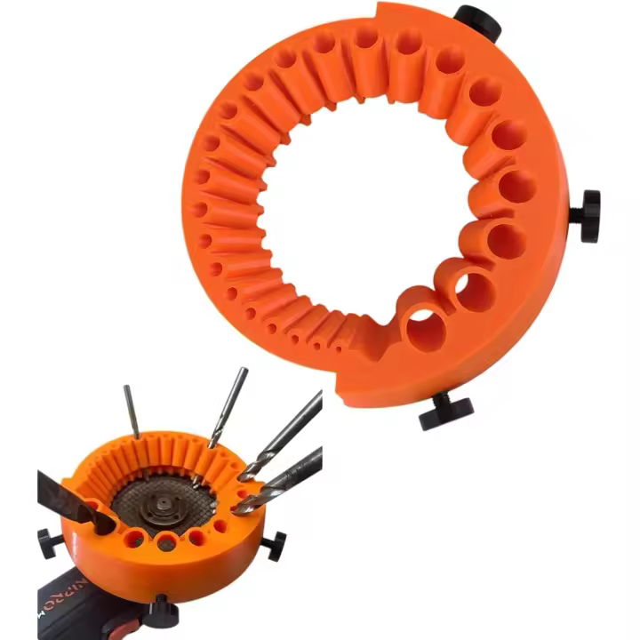 Afilador de brocas, accesorio de afilado de brocas eléctricas, afilador de brocas multiusos, herramienta de afilado de brocas eléctricas para brocas de 2 a 13 mm para afilar amoladora de 125 mm (naranja, 1 pieza) - 1