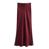- Falda de cintura alta con textura de satén de seda francesa de estilo único para mujer8632845 - details 10