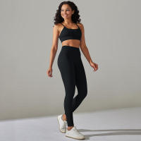 Conjunto de dos piezas para mujer, leggings de gimnasio de cintura alta, top corto, tres tops de Fiess, ropa deportiva con lavado ácido - details 39