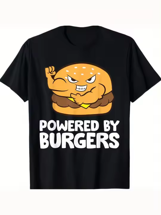 Camiseta Powered By BurgersRegalo para papá Manga corta con cuello redondo suave y cómoda - 230 g - 1