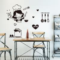 Pegatina de pared de chica feliz para decoración del hogar, calcomanía de interruptor de luz de nevera, arte DIY, para restaurante, Bar, cocina, comedor - details 0