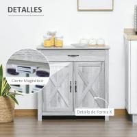 Buffet 1 Cajón 2 Puertas Estante Interior Ajustable Mueble Auxiliar Decorativo Comedor 80x397x80 cm Gris - details 6