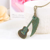 Collar de guitarra de ala de Ángel verde para mujer, collares con colgante para mujer, suéter, joyería sin cuello, Halskette, regalo del Día de San Valentín - details 2