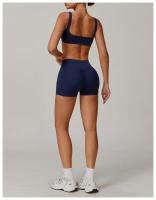 Conjuntos de Yoga de 2 uds., trajes de entrenamiento de realce para mujer, trajes de gimnasio, sujetador corto de cintura alta, pantalones cortos acampanados, trajes para Fitness y correr - details 13