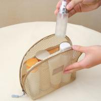 Bolsa de maquillaje de malla semicircular con cremallera, bolsa de cosméticos transparente ligera, bolsa de lápiz labial, bolsa de almacenamiento, bolsa de aseo para acampar - details 5