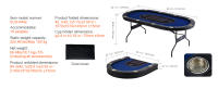 SucceBuy Mesa de póquer plegable para 10 jugadores, mesa ovalada de Blackjack y Texas Holdem de 84" con rieles acolchados - details 5