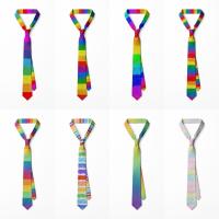 Corbata informal de 8cm con diseño de arcoíris, corbata estrecha, suave y colorida, ajustable, atada a mano, para hombre, Unisex - details 1