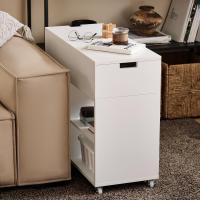 Mesa Auxiliar con 2 Estantes Consola Mesita de Noche con Ruedas Mesa Blanca Mesita 70 x 35 x 60 cm FBT34-W ES - details 73