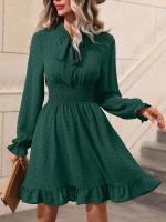 Vestido Midi de manga larga con cuello en V para mujer, elegante y bonito, a la moda, Color sólido, de lujo - details 13