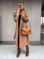 Chaqueta de lana elegante para mujer, Color sólido, manga larga, con vendaje, moda de invierno 2022 - details 4