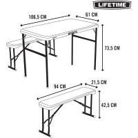 Mesa Pleg Crema 106,5x61x73,5cm C/2 Bancos - details 2