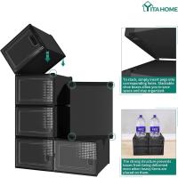Organizador de Zapatos de Plástico Transparente con Puerta 12 Set, Plegable y Apilable, Tamaño 35,7 x 27,6 x 20,8cm Negro - details 3