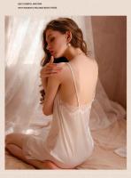 Pijamas de encaje sexy satén de seda de verano para mujer, nuevo conjunto de camisón de camisón con tirantes de alta gama modelos de verano - details 34