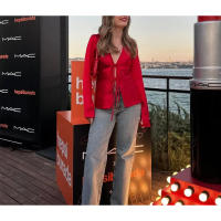 BUNO-Camisa con cordones y lazo con cuello en V, camisas de gasa con solapa de manga larga y textura satinada de seda, blusa holgada informal a la moda, cárdigan, Top para mujer - details 10