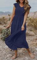 2025 Primavera/Verano TEMU nuevo vestido de manga voladora con cuello en V para mujer - details 15
