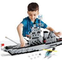 Set de Bloques de Construcción de Barco de Batalla Militar Juguete con Helicóptero y Barco de Vida Urbana Regalo Ideal para Niños - details 0