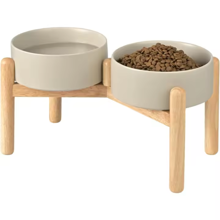 Cuenco de Cerámica Elevado para Perros 15 x 15 x 5 cm Ideal para Alimentos y Agua - 1