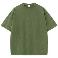 Camiseta lavada de algodón para hombre, cuello redondo, manga corta, informal, básica, transpirable, clásico, para Deporte, 100% - details 10
