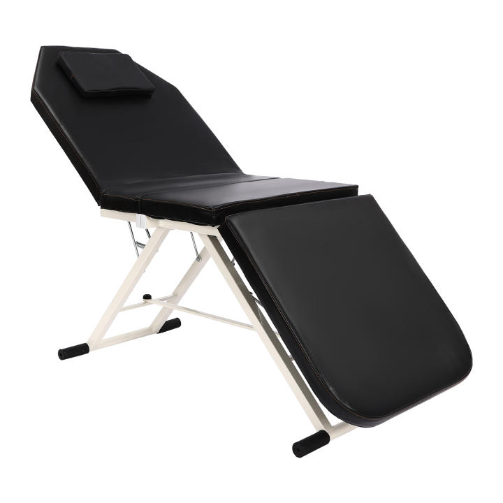 Cama de masaje con taburete, silla reclinable ajustable y plegable para salón de belleza, tatuaje, Spa, 3 secciones
