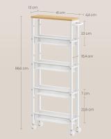 Carro de 4 Niveles, Carro Estrecho de Cocina con Ruedas, con Asa, para Espacio Reducido, 22 x 45,4 x 77 cm, para Cocina, Baño, Salón, Estudio, Marrón Rústico y Negro LRC033B01 - details 45