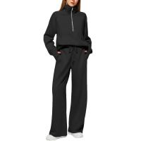 Conjuntos de dos piezas para mujer, tops y pantalones de cuello alto informales, trajes de moda para mujer, otoño - details 5