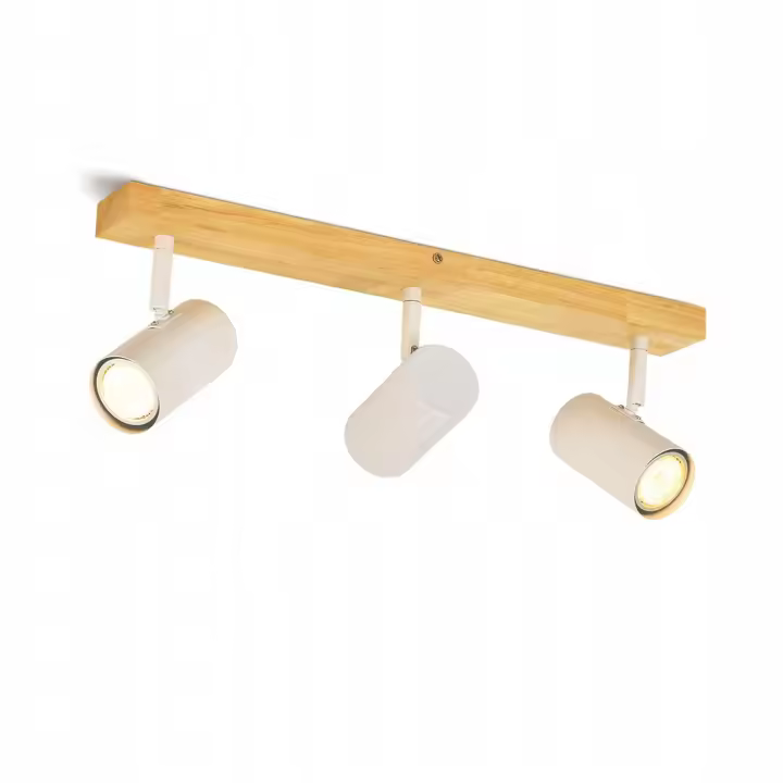 CBJKTX 3 Focos de techo de madera vintage GU10 Blanco moderno 350 °   Giratorio para dormitorio, sala de estar, oficina, comedor, cocina - 1
