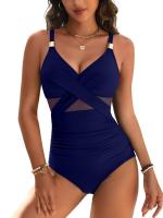 Traje de baño 2025 nuevo, moda femenina sexy, traje de baño de una pieza, traje de baño de malla de color sólido, bikini. - details 6