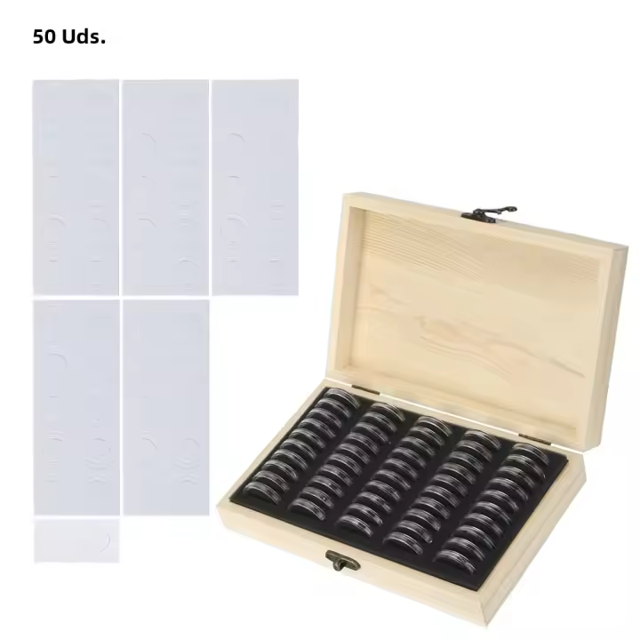 Caja de Almacenamiento de Monedas de Madera HOOMIN Base Ajustable Antioxidante - 1
