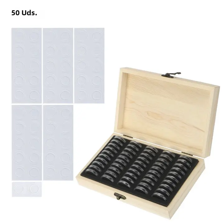 Caja de Almacenamiento para Monedas de Madera HOOMIN Base Ajustable Antioxidante - 1