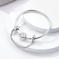 Abalorio de pulsera DIY en plata de ley de Color mágico con cuentas de cadena de seguridad de abeja para joyería de cumpleaños de mujer - details 12