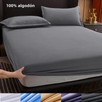 Sábana bajera de algodón con bandas elásticas, fundas de colchón ajustables antideslizantes para cama individual - details 0