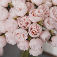 27 cabezas de rosas rosas, peonías, flores artificiales, ramo de seda para jarrón de mesa, arreglo de rosas para decoración de boda en casa, flores falsas - details 7