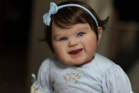 BZDOLL muñeca Reborn realista de silicona suave, con pintura 3D bebé sonriente, piel y venas, regalo de cumpleaños para niños encantadores, 55cm, 22 pulgadas - details 1