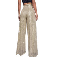 Moda femenina New -End Color sólido Pierna ancha con lentejuelas drapeadas Pantalones casuales para mujer - details 35