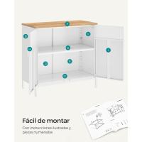 Armario de Almacenamiento de Metal Doble Puerta Magnética, Estante Ajustable, Marco de Acero, 40 x 80 x 76 cm, Marrón Rústico y Negro - details 23