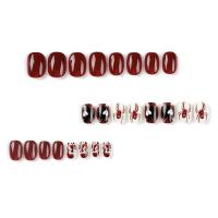 24 PCs Uñas Postizas Cortas Estilo Francés Con Corazón Y Gel Jelly Y Archi De Uñas Incluido Combo De Uñas Postizas - details 2
