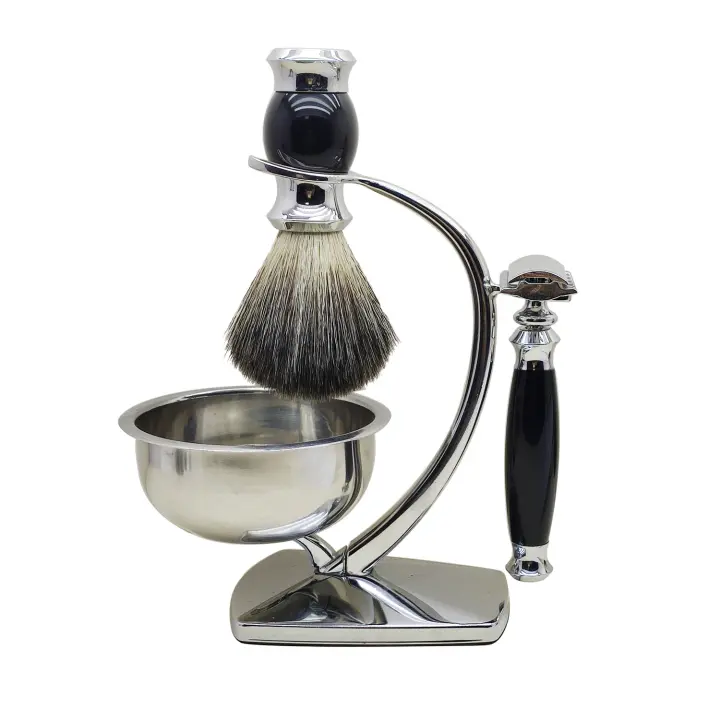 Juego de afeitado manual para hombres Razor Badger Brush Tazón de almacenamiento Soporte para maquinilla de afeitar - 1